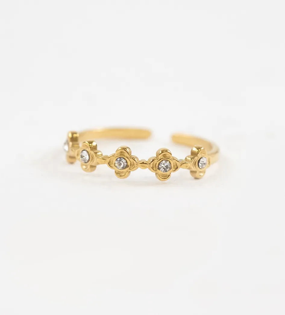 Azura Crystal Open Ring | Waterproof 18k Gold