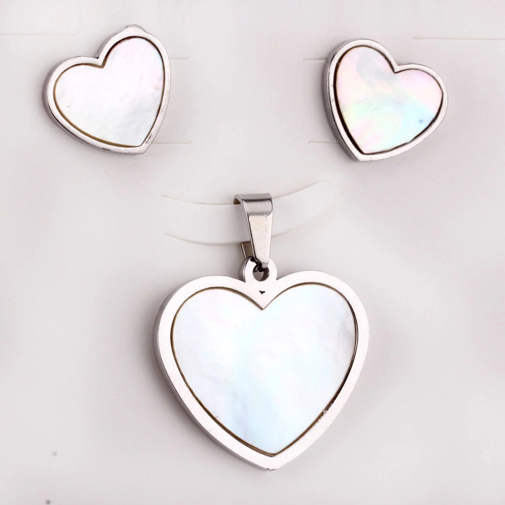 Morgan Radiant Pearl Inlay Love Heart Set | Buy Set or Individual