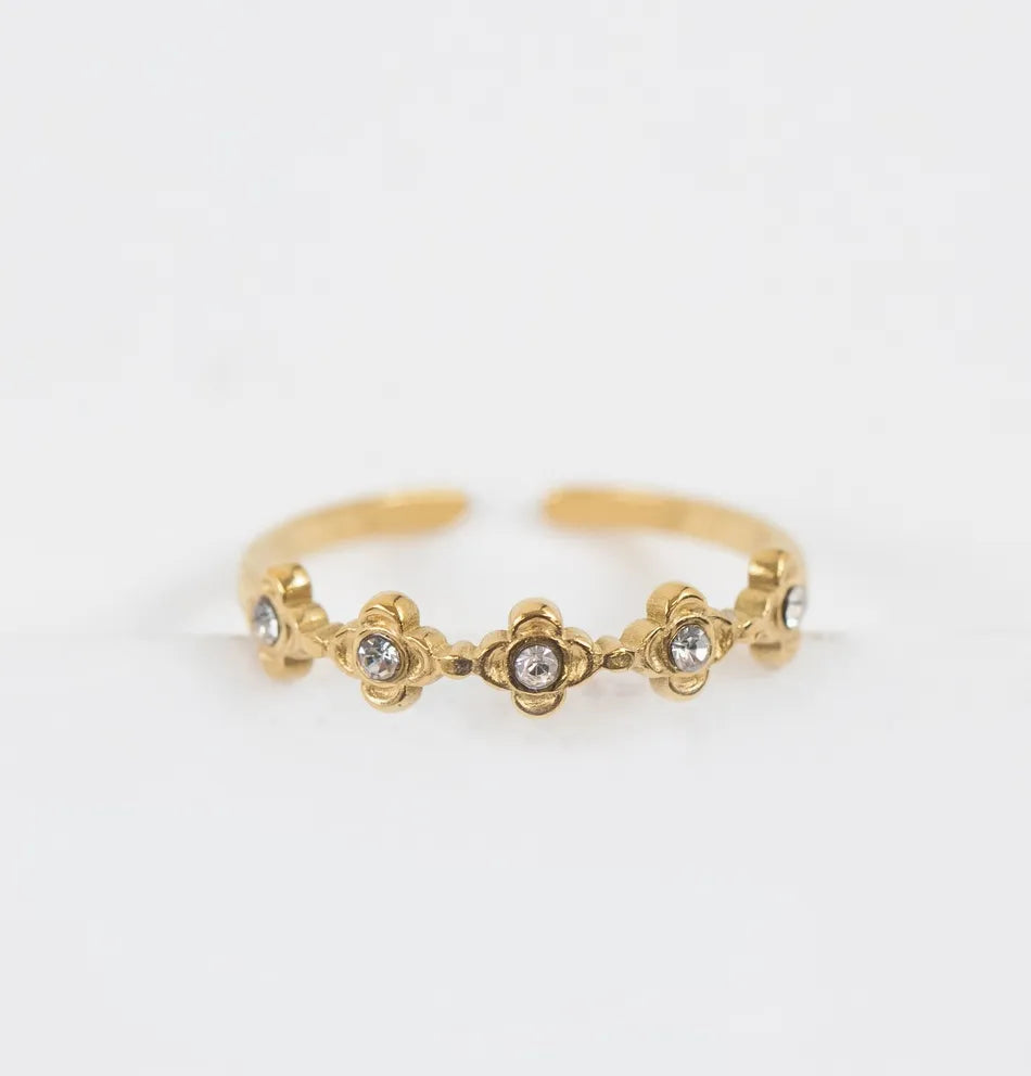 Azura Crystal Open Ring | Waterproof 18k Gold