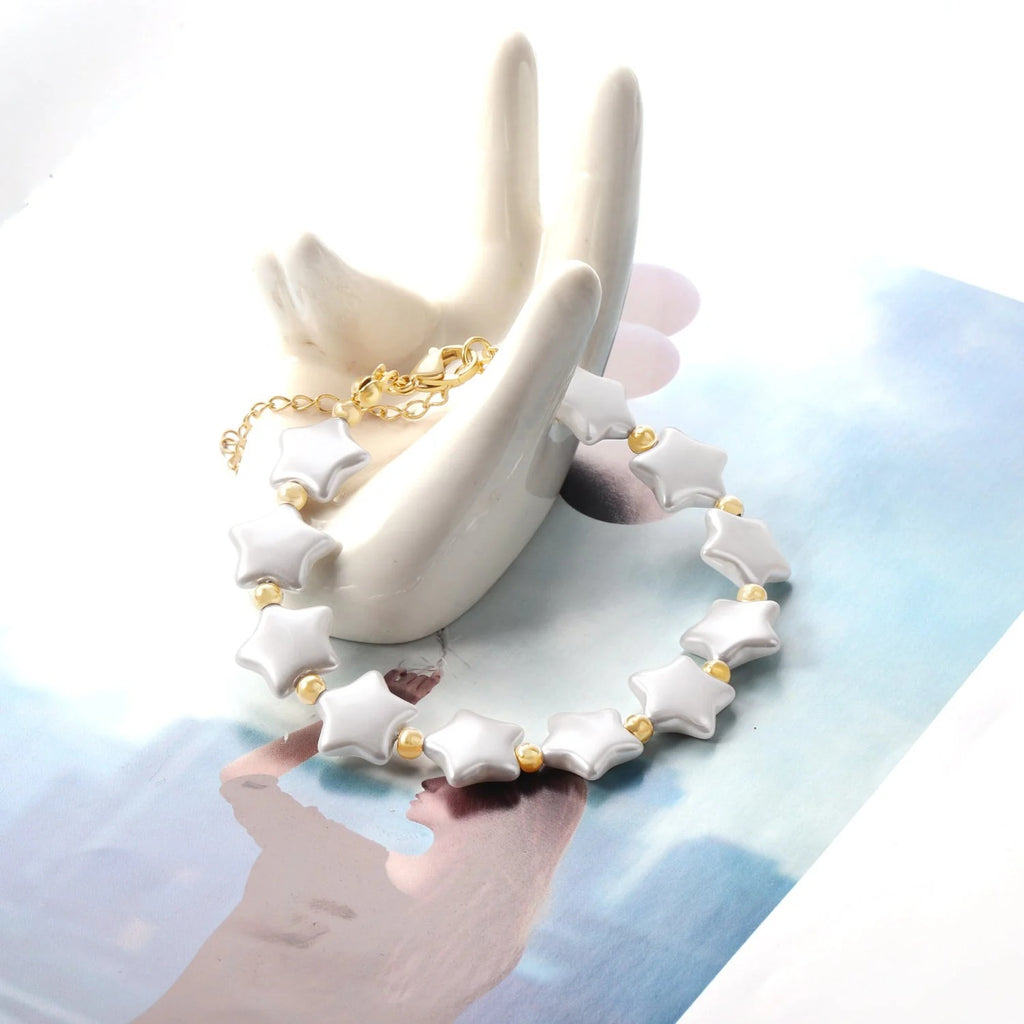 Ida White Star Pearls Bracelet | Waterproof 18K Gold