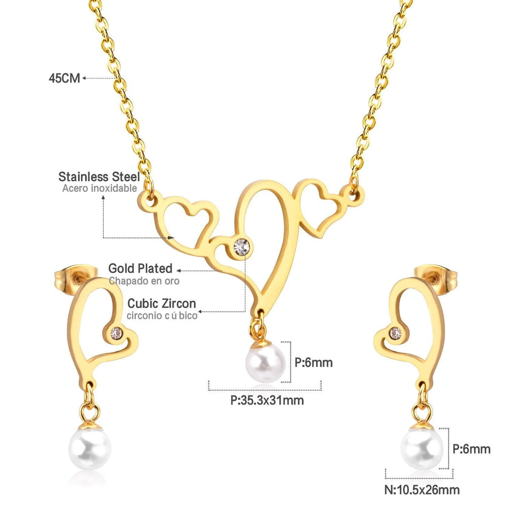 Coco Trilogy Heart & Pearl Drop Set| Buy Set or Individual
