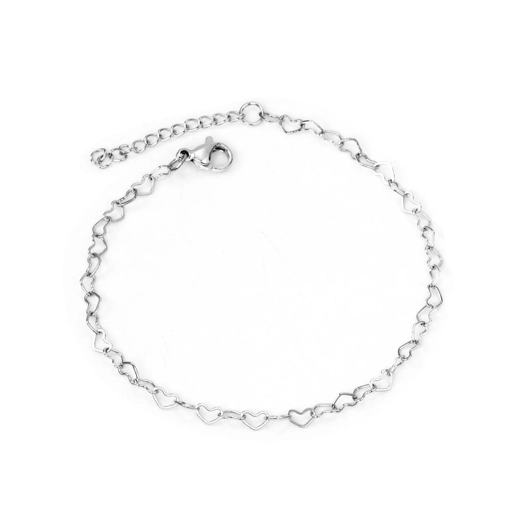 Hollie Heart Link Bracelet | Waterproof Silver Steel