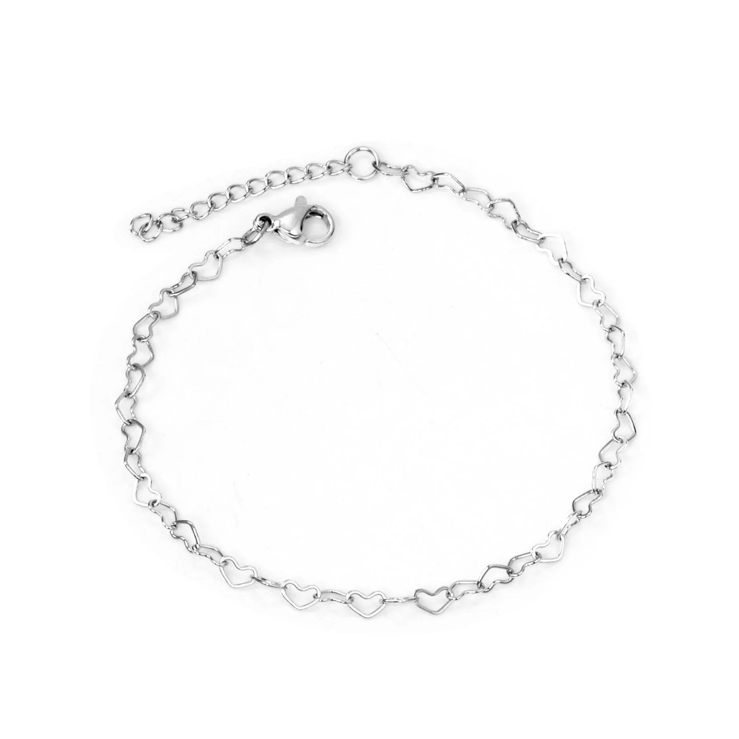 Hollie Heart Link Bracelet | Waterproof Silver Steel