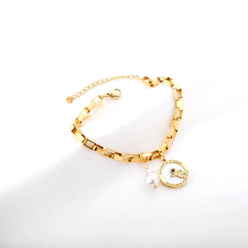 Hattie Astronaut Bracelet | Waterproof 18K Gold