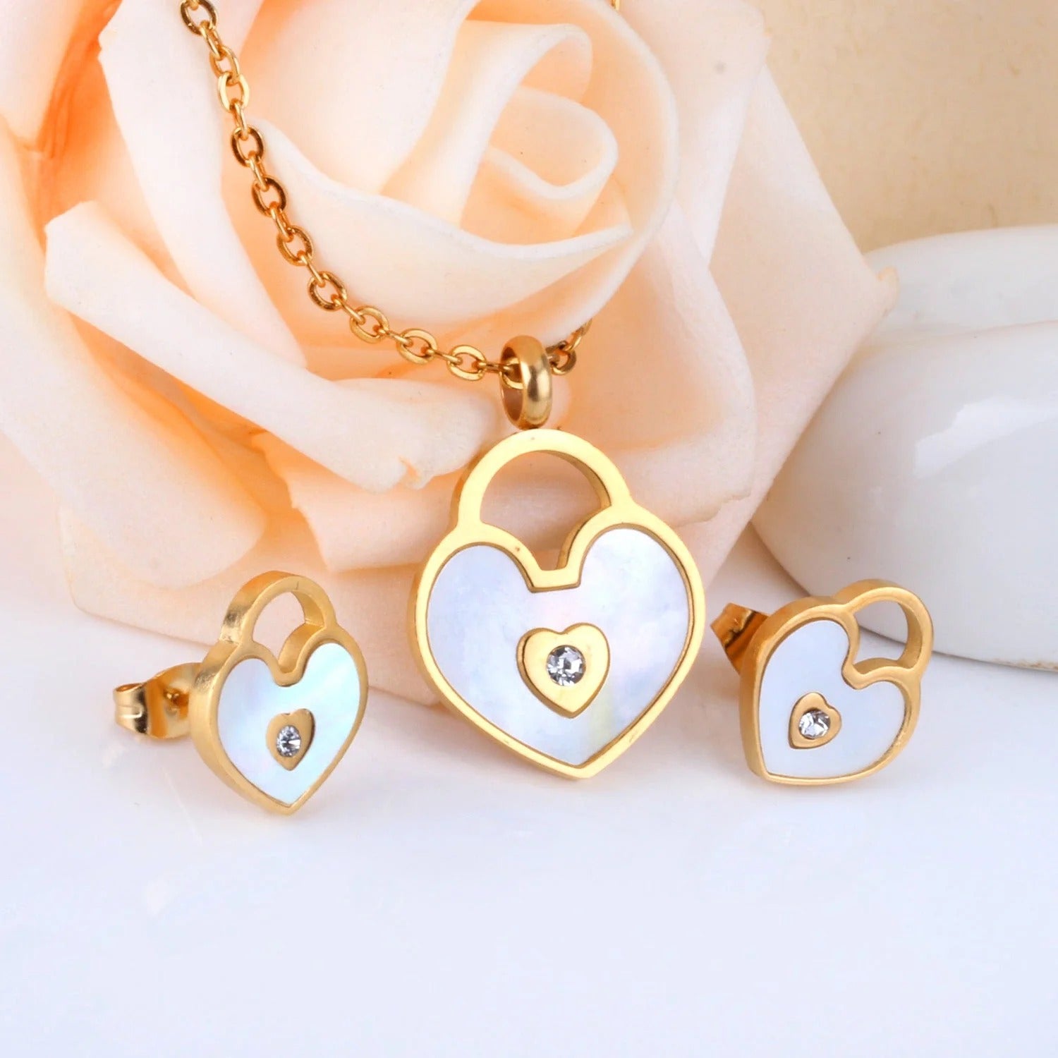 Nala Radiant Pearl Inlay Padlock Set | Buy Set or Individual