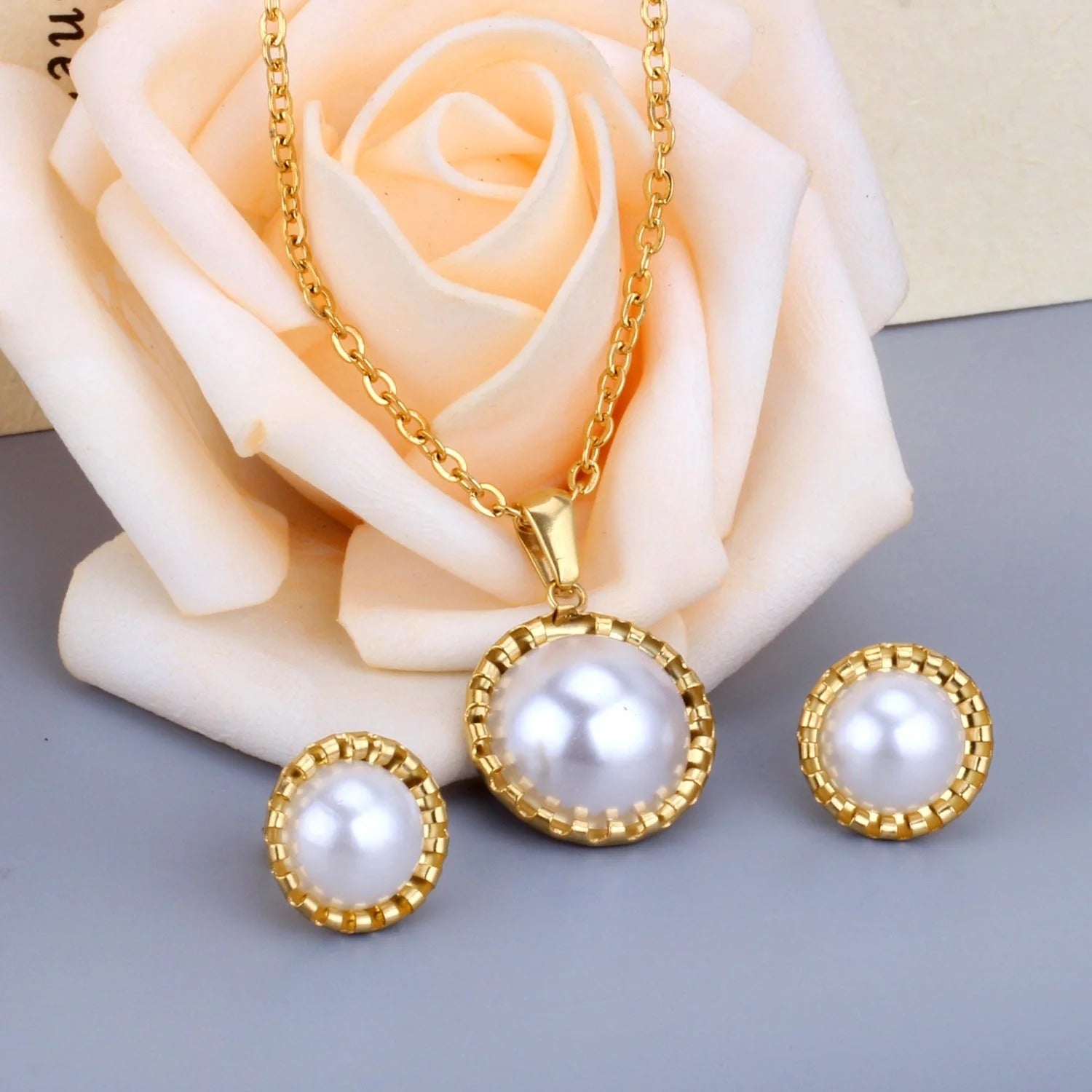 Kiki White Pearl Encased Medallion Set | Buy Set or Individual