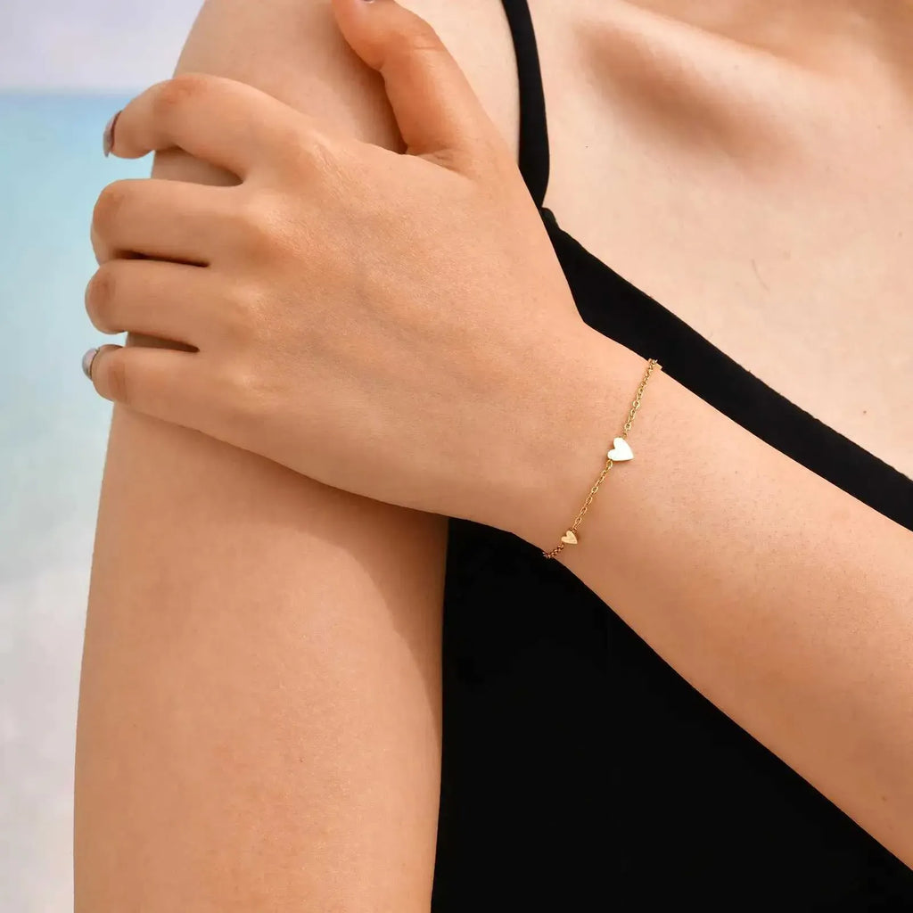 Elowen Heart Trio Bracelet | Waterproof 18k Gold