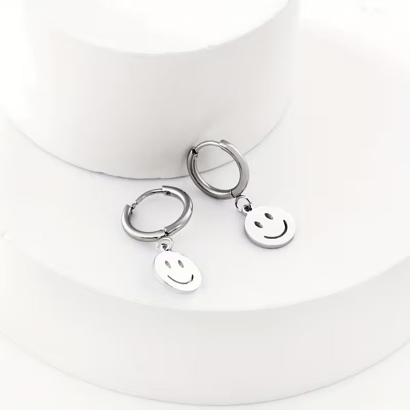 Ripple Smiley Huggie Hoops
