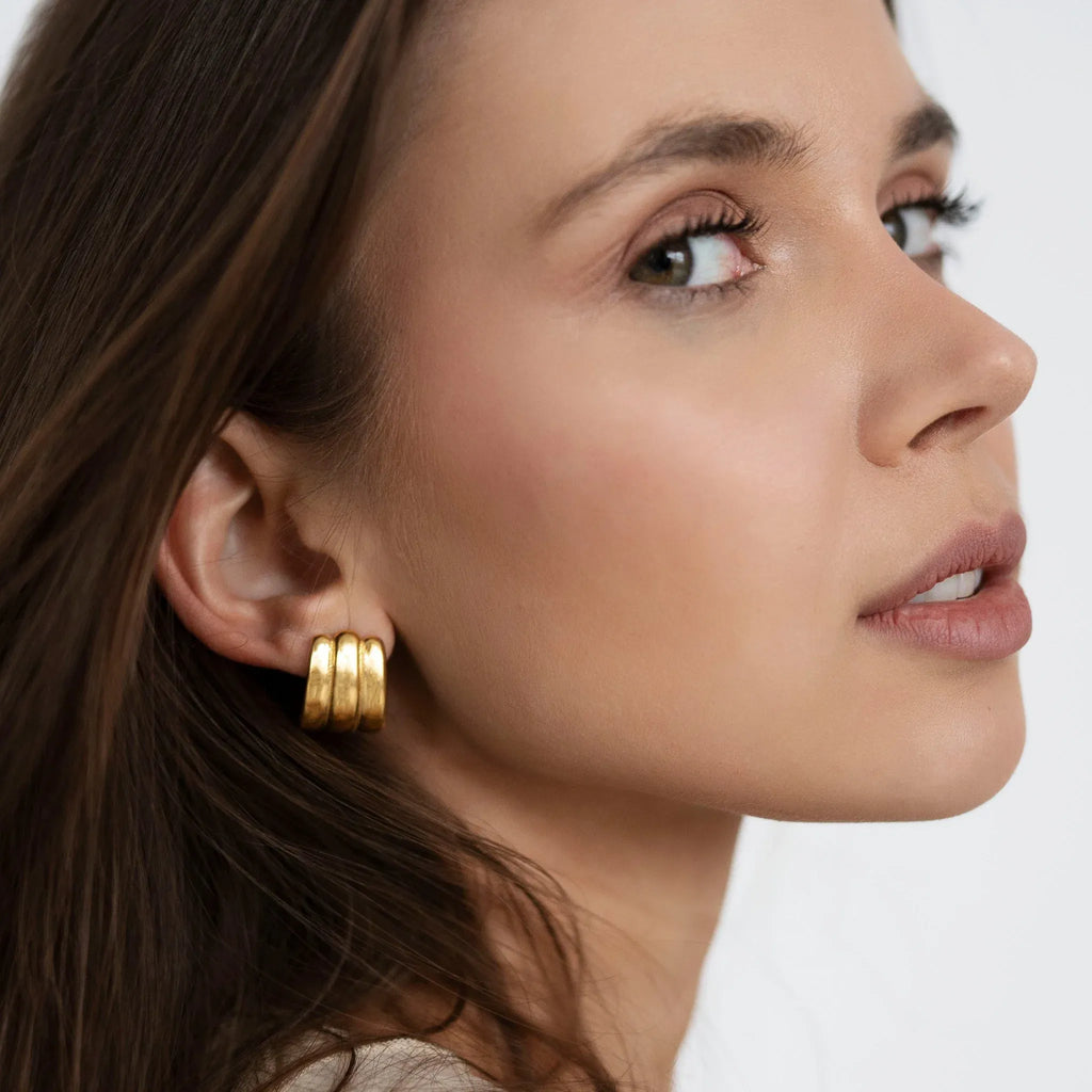 Belle Trio C Hoop Earrings | Waterproof 18k Gold