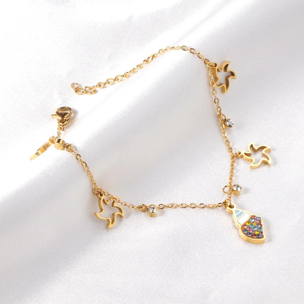 Heidie Nautical Charms Bracelet | Waterproof 18K Gold