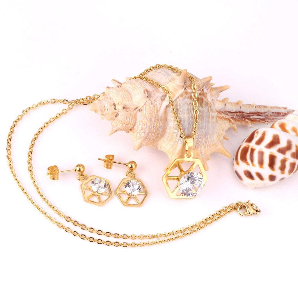 Hadley Geometric Hexagon Caged Crystal Set | Buy Set or Individual