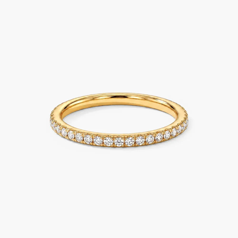 Riana Channel Pavé 2MM Band Ring | Waterproof 18k Gold
