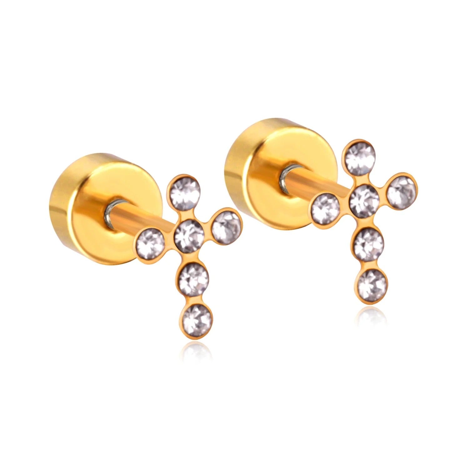 Camila CZ Cross Flat Back Studs