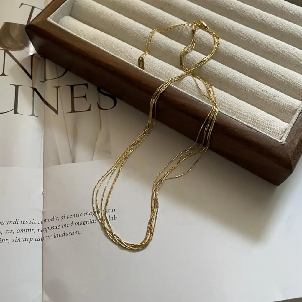Cosima Multilayer Chain Necklace | Waterproof 18k Gold