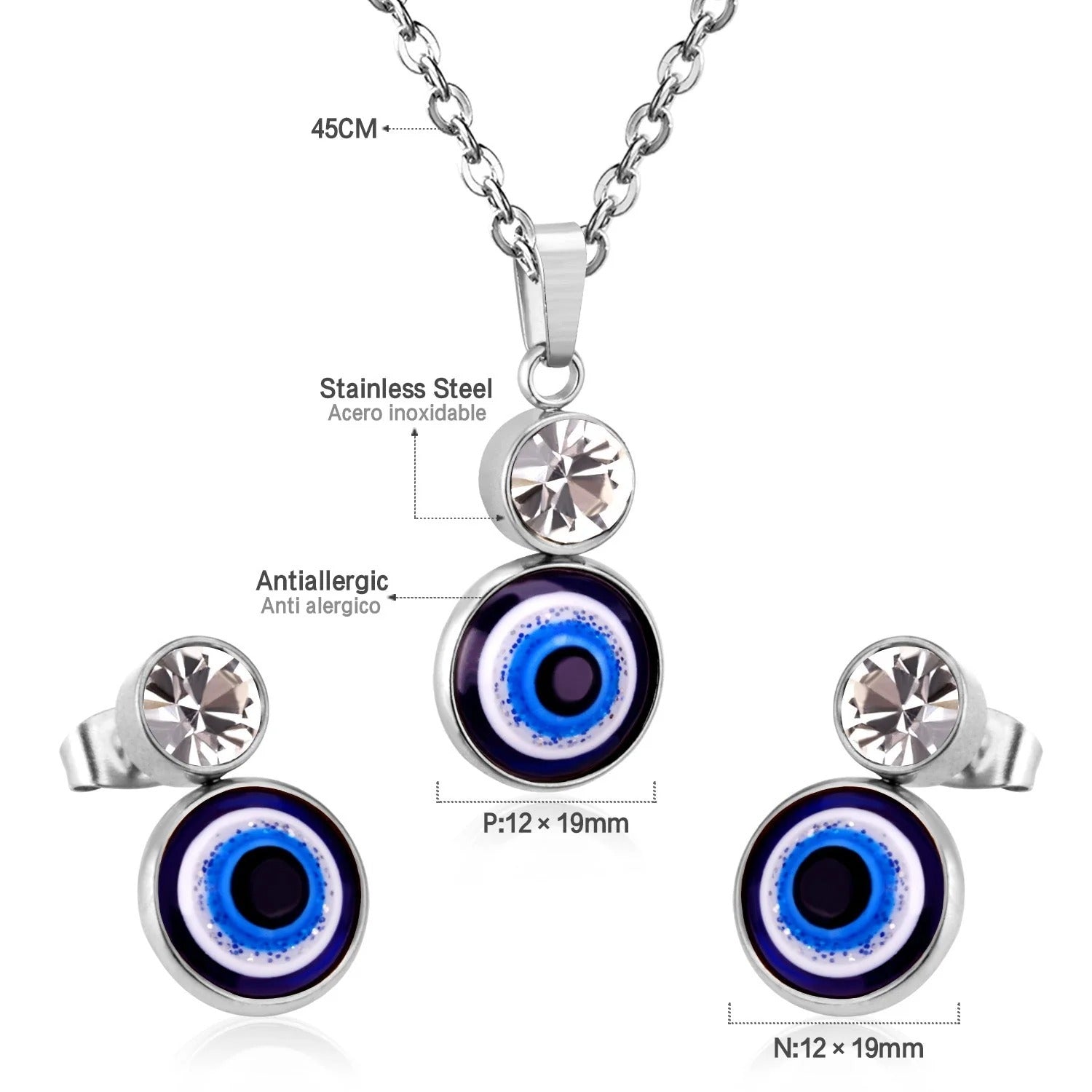 Greta Tiered Nazar & Crystal Solitaire Set | Buy Set or Individual
