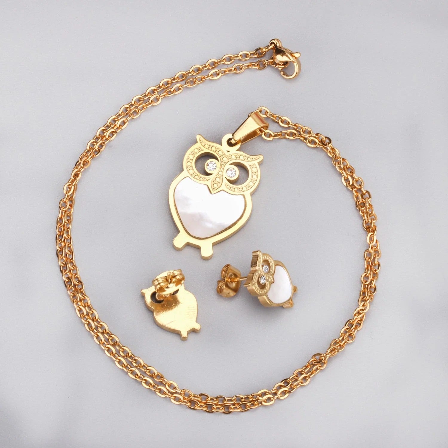 Millie Lustrous Pearl Inlay Owl Set | Buy Set or Individual
