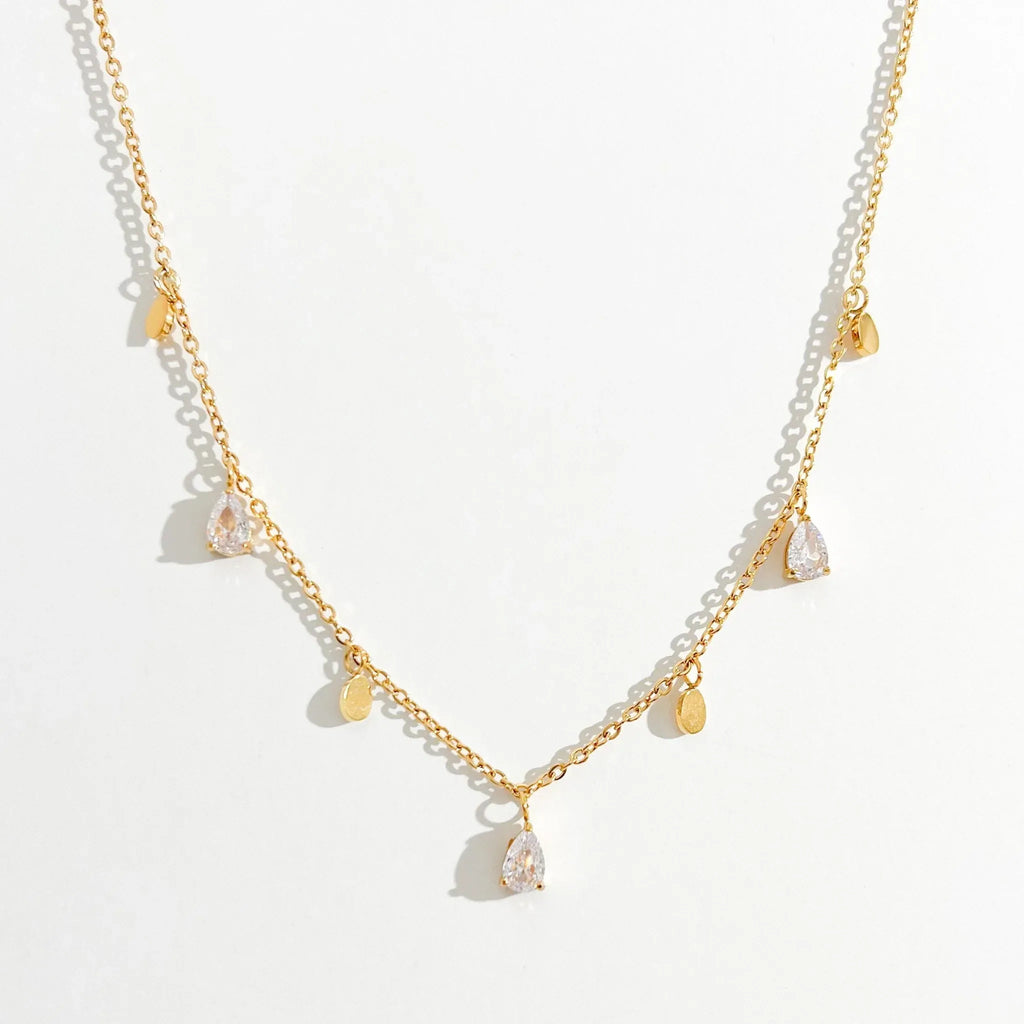 Evania Pear Cut Charm Necklace | Waterproof 18k Gold