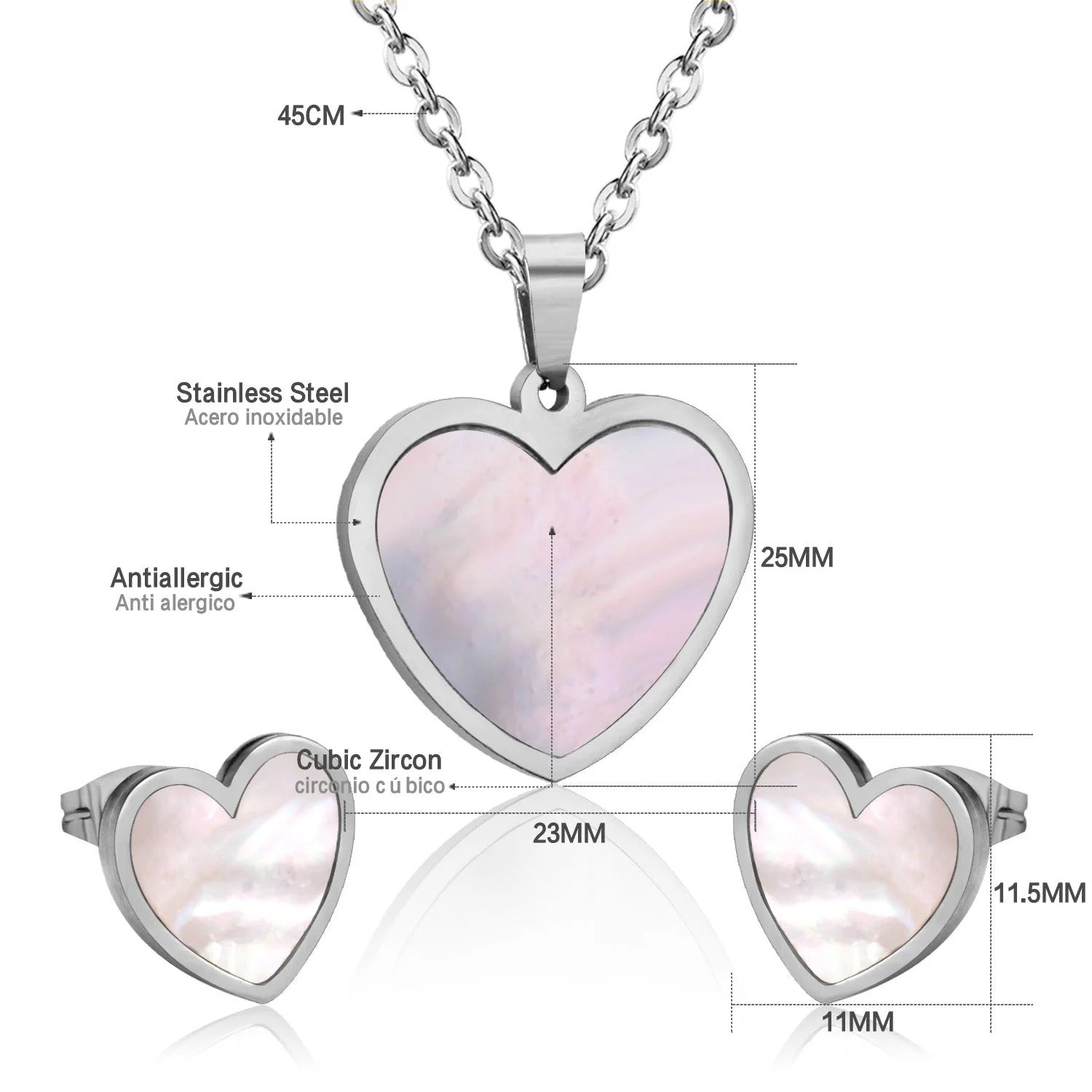 Morgan Radiant Pearl Inlay Love Heart Set | Buy Set or Individual