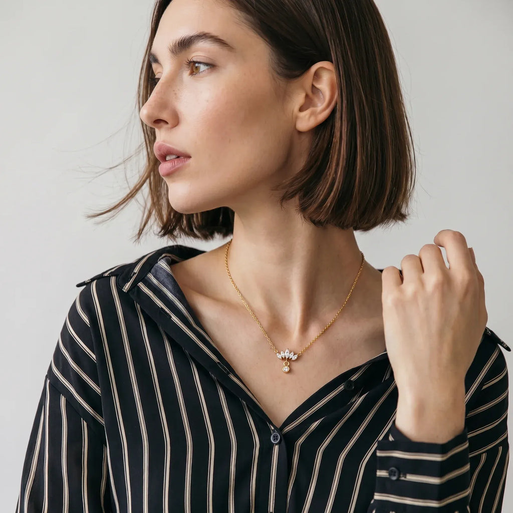 Boaz Crystal Crown Necklace | Waterproof 18k Gold