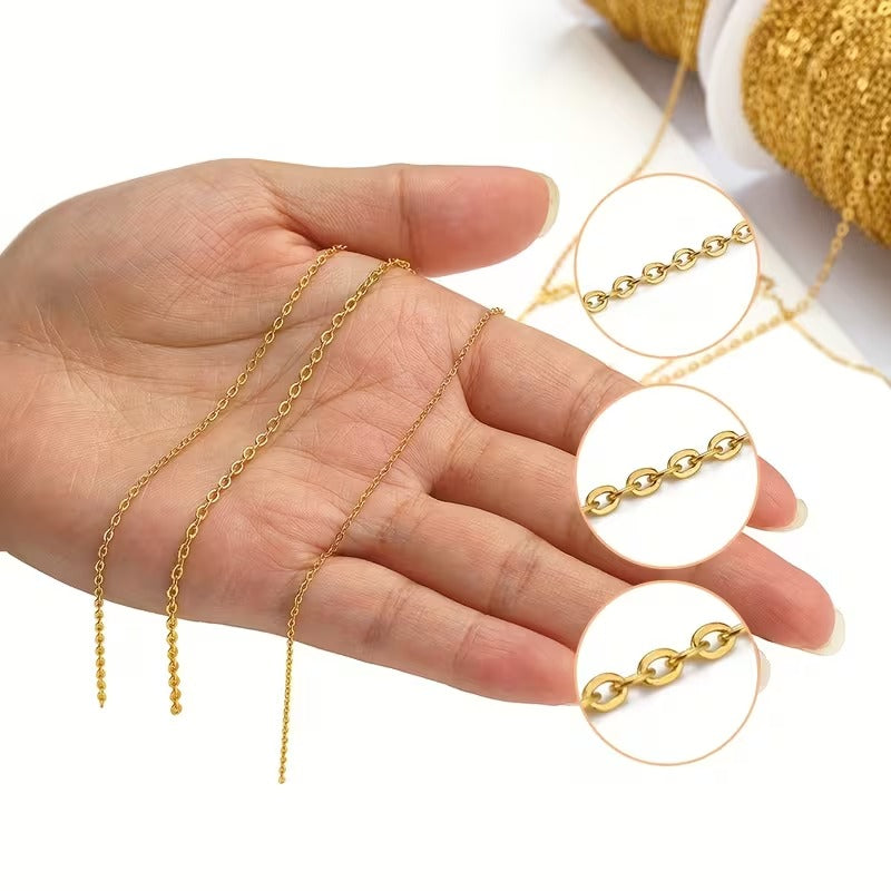 Casey Custom Cut O Link Cross Chain 1mm Gold