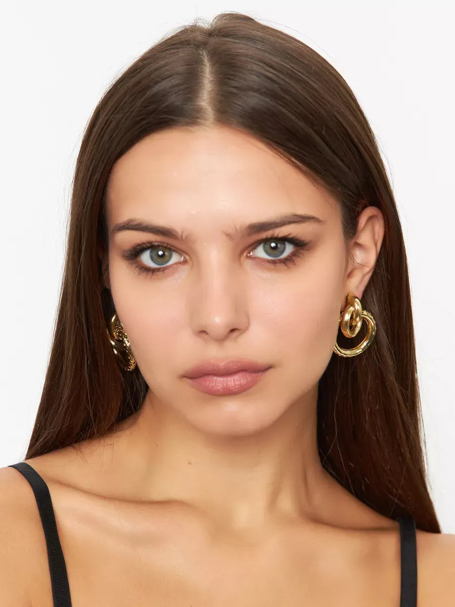 Bethany Double Loop Stud Earrings | Waterproof 18k Gold