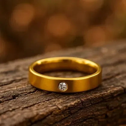 Esha Single Stone 4MM Band Ring | Waterproof 18k Gold