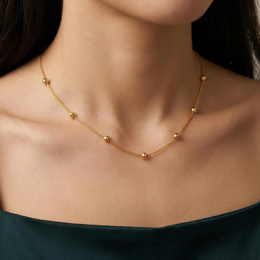 Balth Beaded Chain Necklace | Waterproof 18k Gold