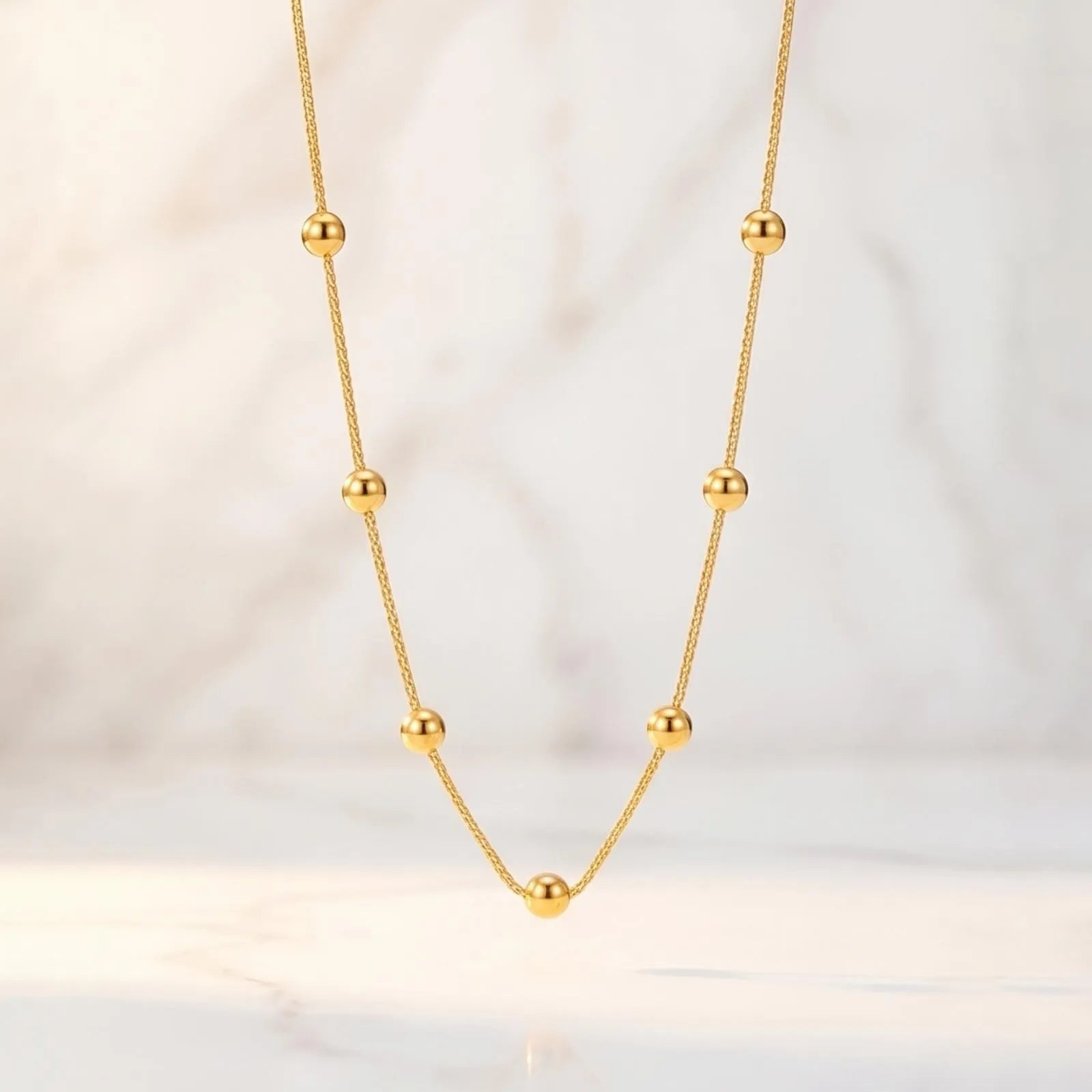 Balth Beaded Chain Necklace | Waterproof 18k Gold