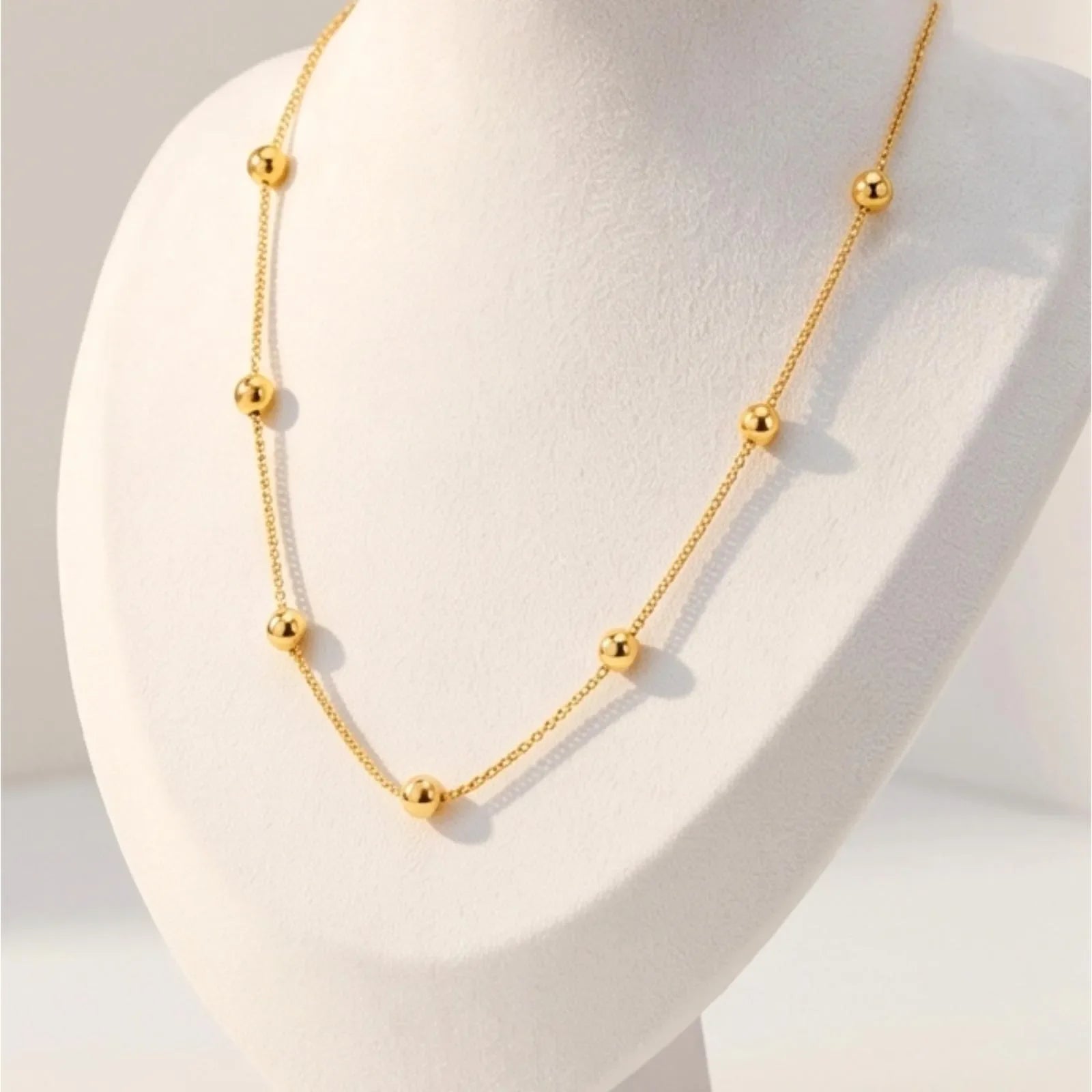 Balth Beaded Chain Necklace | Waterproof 18k Gold