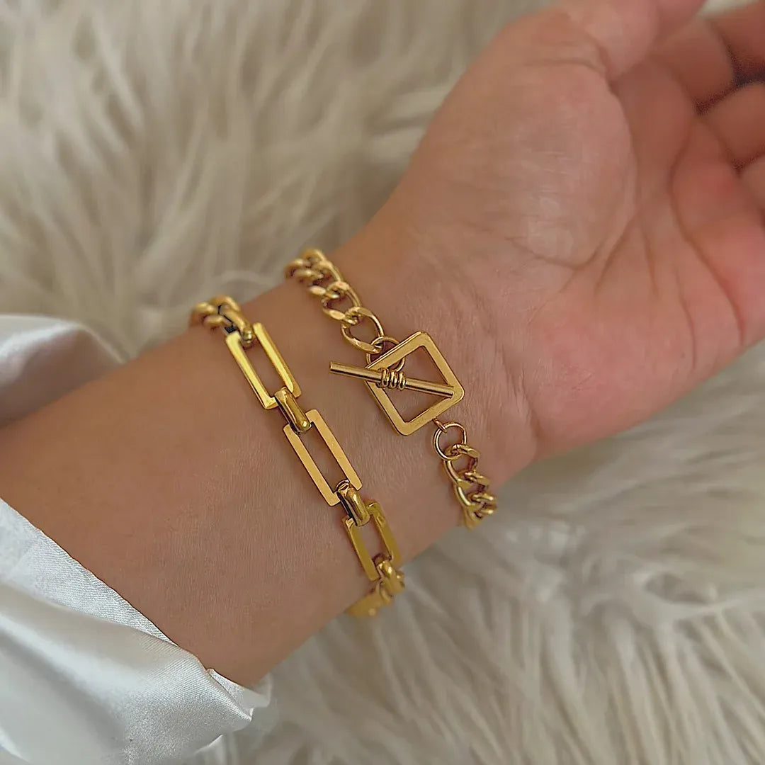 Evara Mixed Link Chain Bracelet | Waterproof 18k Gold