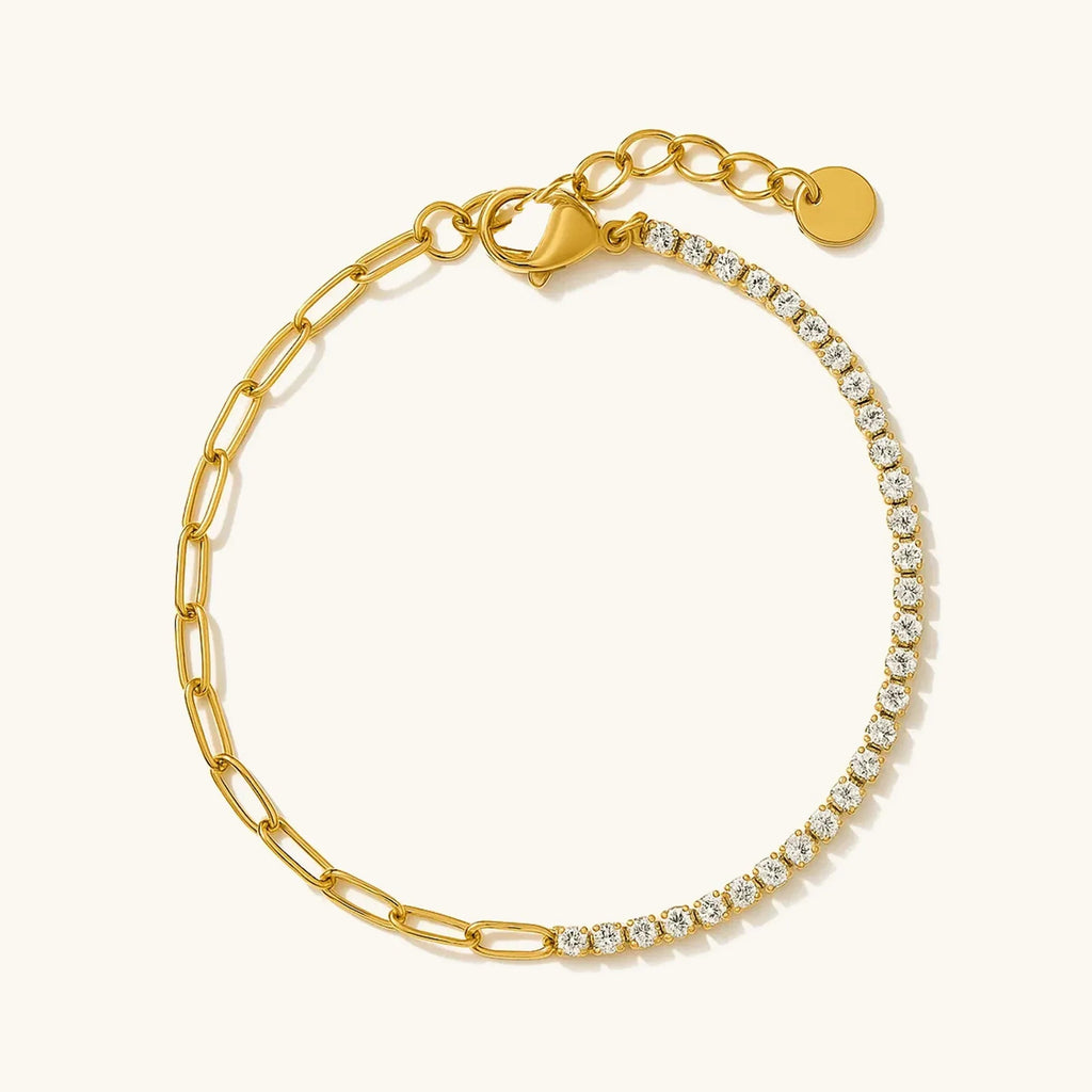 Cassia Crystal Tennis Chain Bracelet | Waterproof 18k Gold