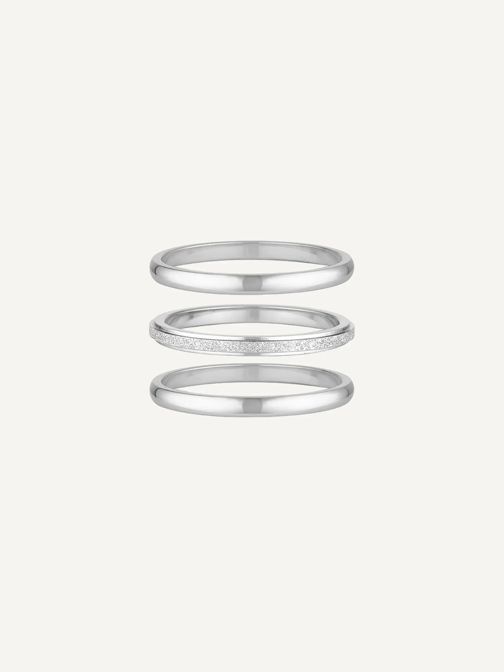 Anya 2MM Band Ring Set | Waterproof Silver