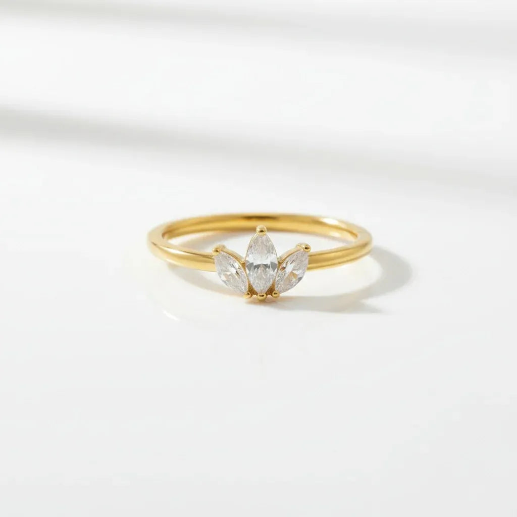 Cleo Marquise-Cut Cluster Open Ring | Waterproof 18k Gold