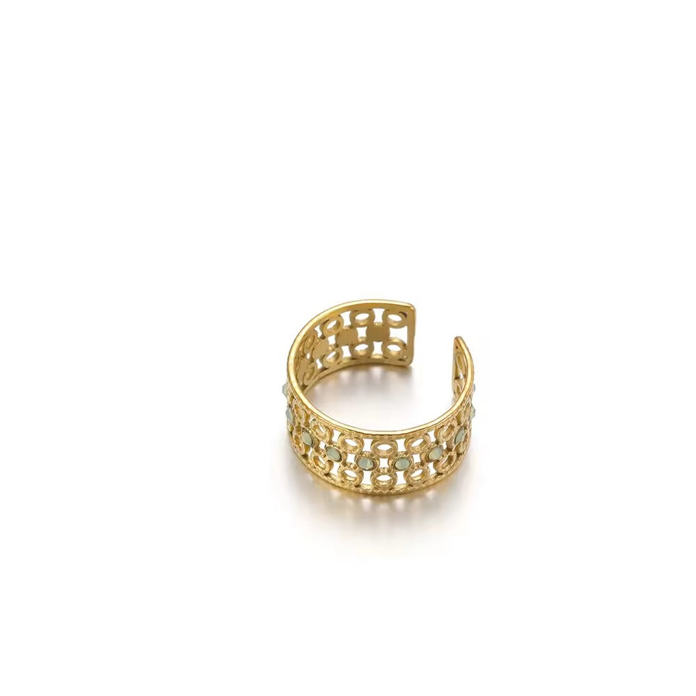 Kennedie Turquoise Blue Resizable Ring | Waterproof 18K Gold