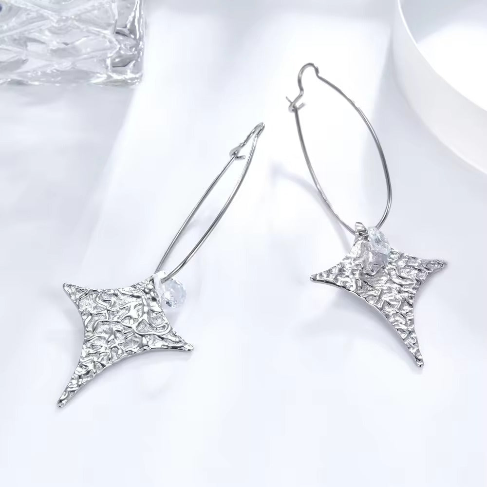 Rama Hammered Leaf Hoops | Waterproof Silver