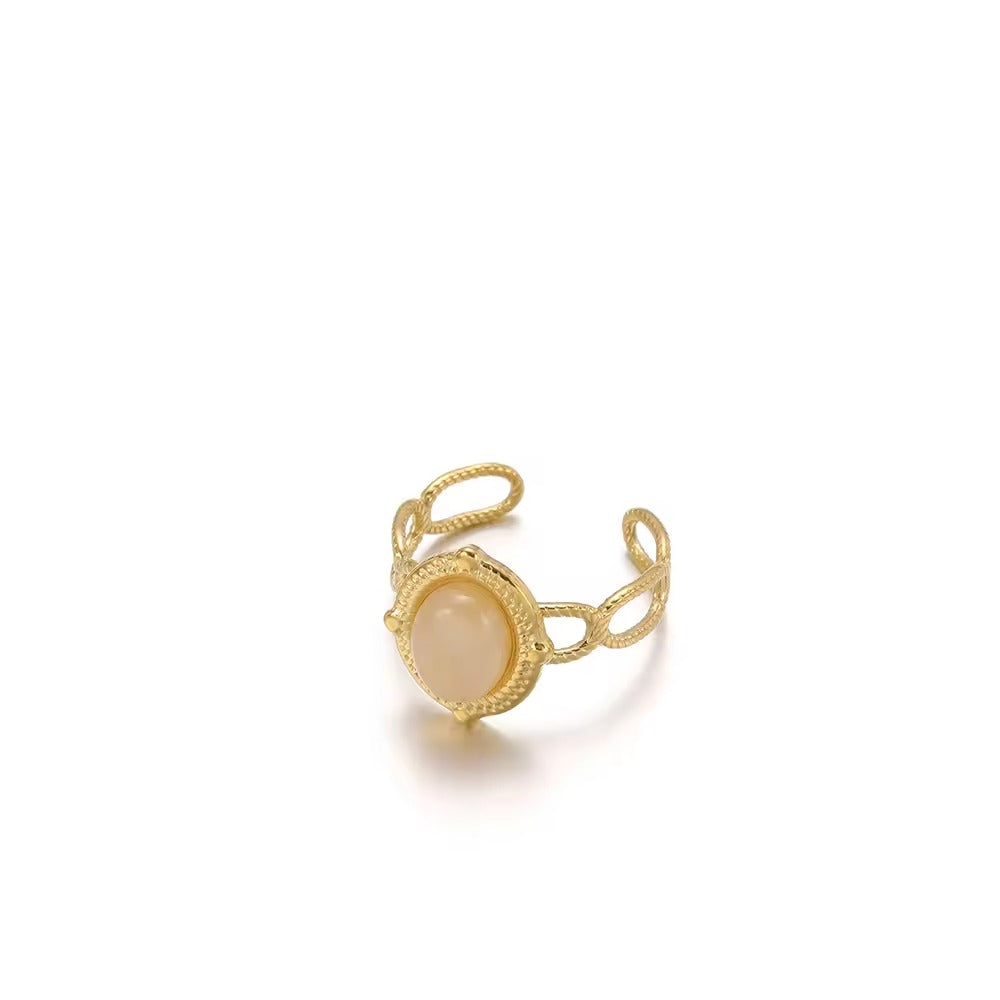 Shea Pink Opal Resizable Ring | Waterproof 18K Gold