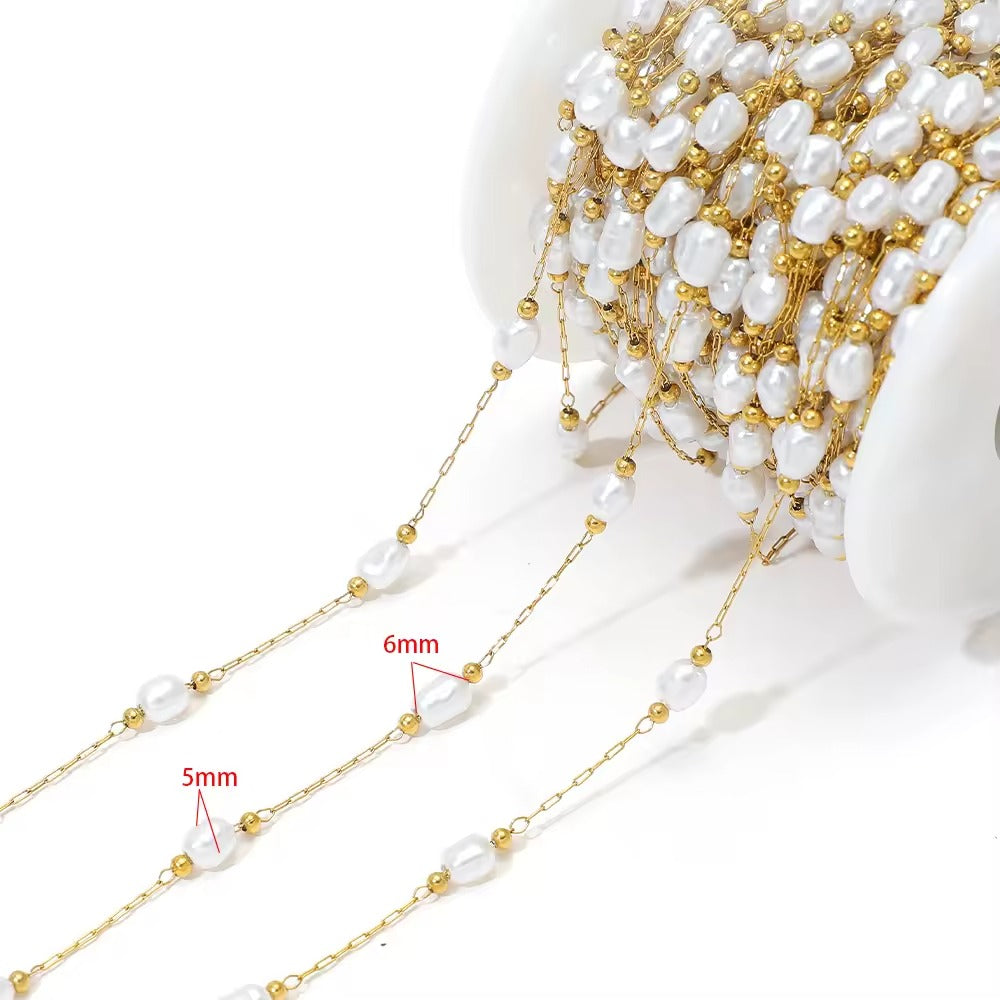 Finley Custom Cut Pearl Chain 1.5mm Gold