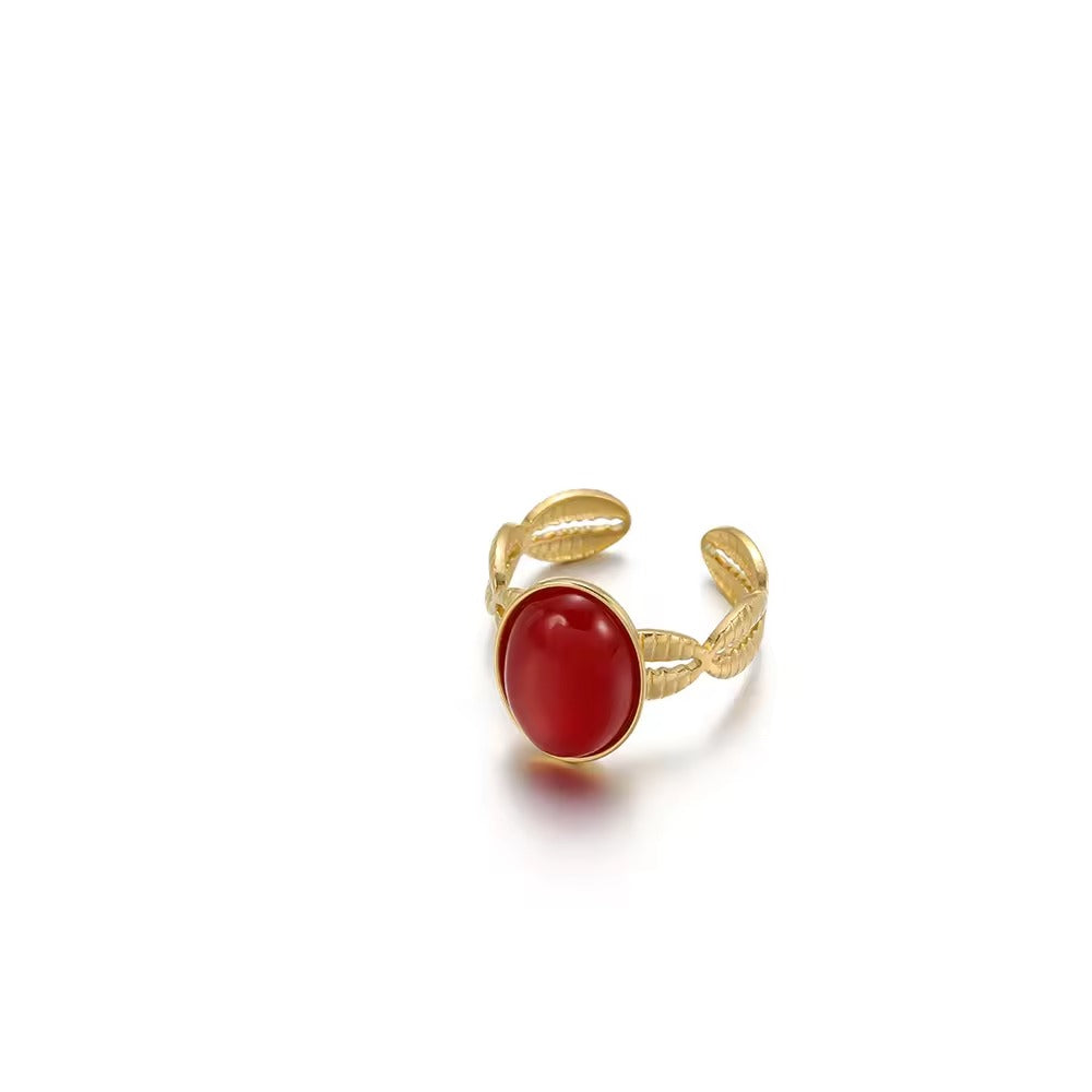 Fallon Red Ruby Resizable Ring | Waterproof 18K Gold