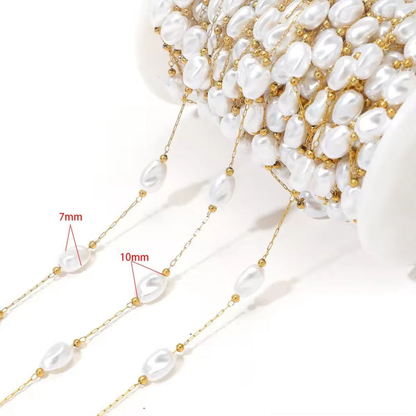 Aidan Custom Cut Pearl Chain 1.5mm Gold