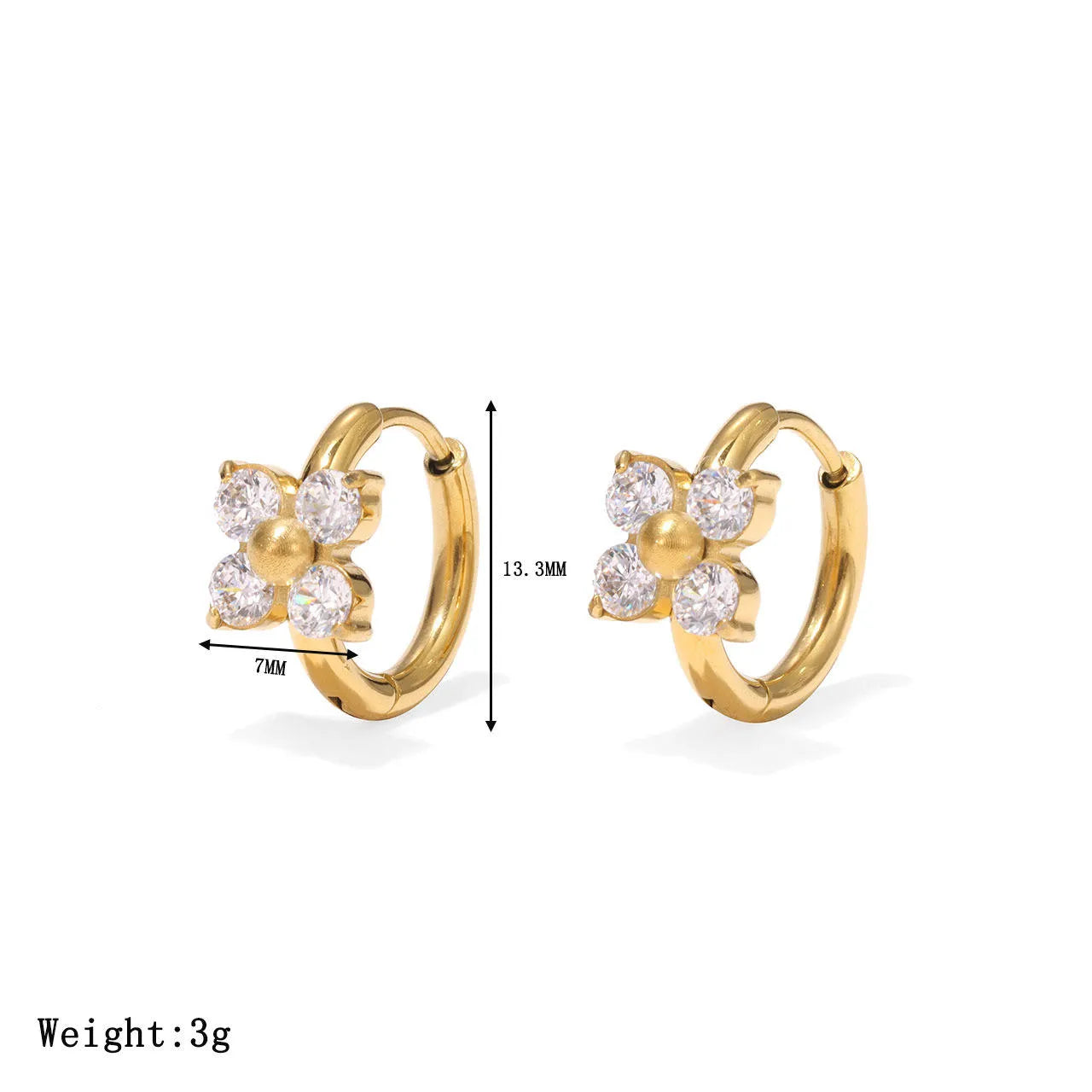 Alora 4 Leaf Clver Hoop  Earrings | Waterproof 18k Gold