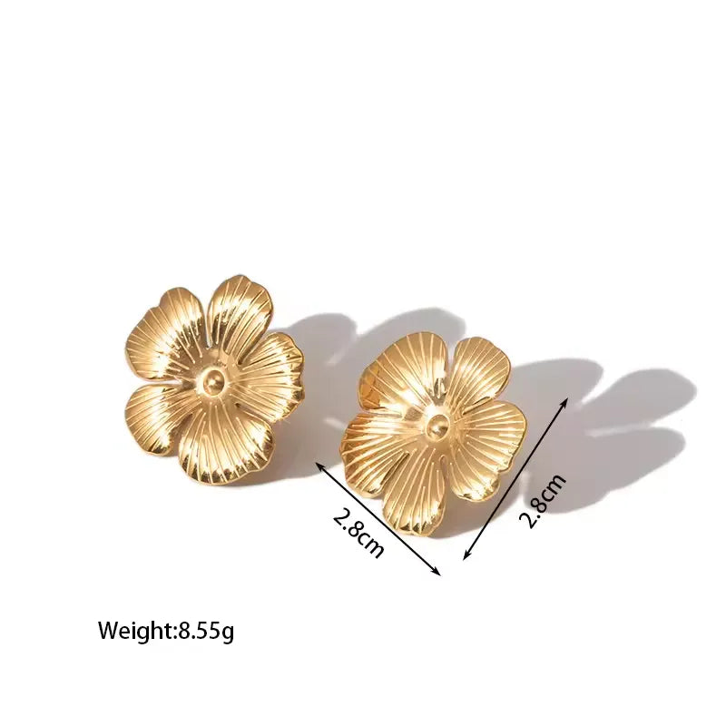 Calypso Flower Stud Earrings | Waterproof 18k Gold