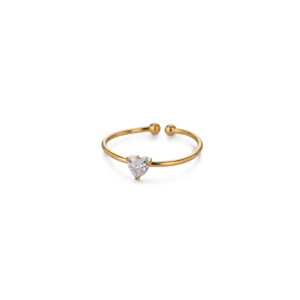 Bria Crystal Heart Open Ring – 5 Colors | Waterproof 18k Gold