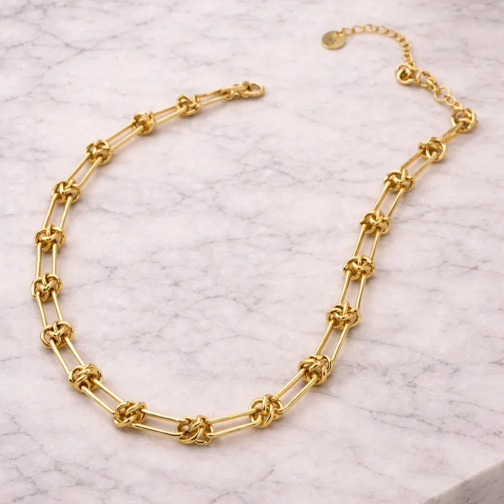 Darcy Chunky Knot Link Chain Necklace | Waterproof 18k Gold