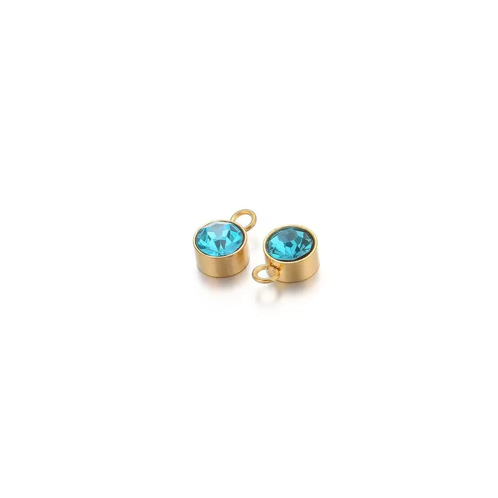 Cloda Waterproof  Round Gemstone Charms 6mm Gold