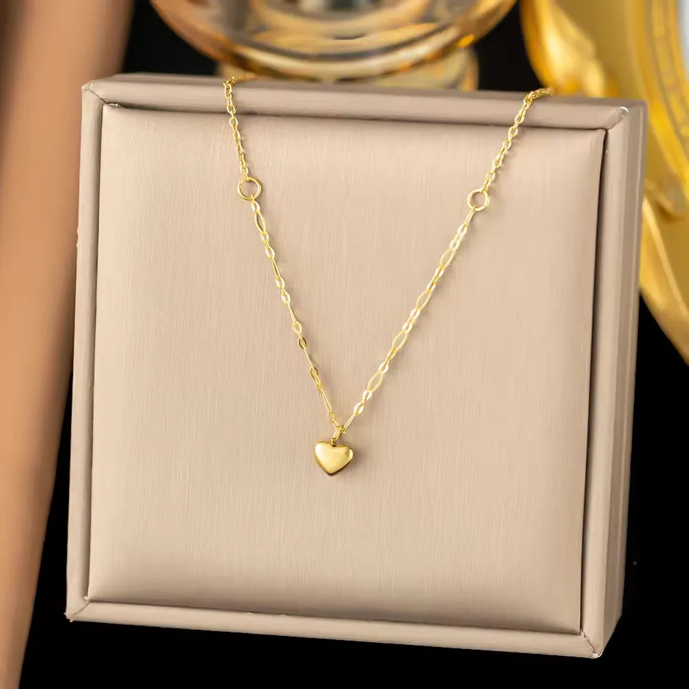 Beow Puffed Heart Necklace | Waterproof 18k Gold