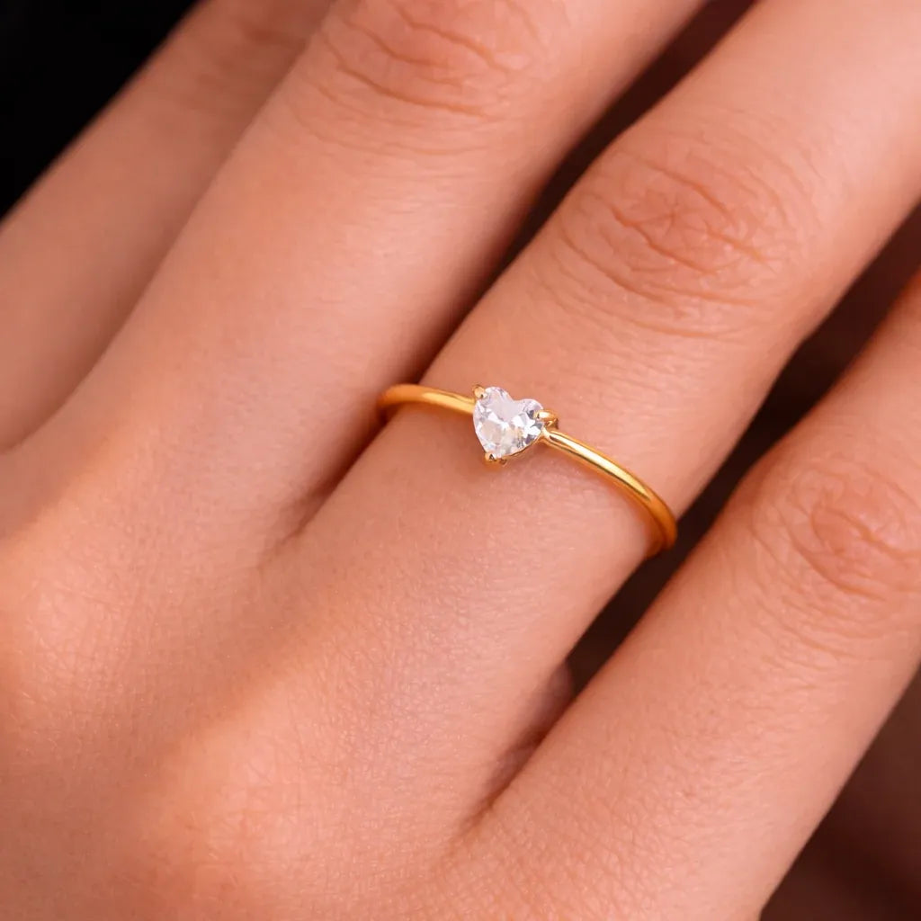 Bria Crystal Heart Open Ring – 5 Colors | Waterproof 18k Gold