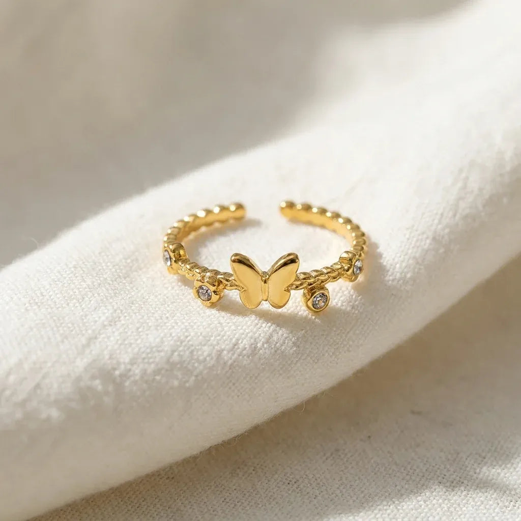 Anais Butterfly Open Ring | Waterproof 18k Gold