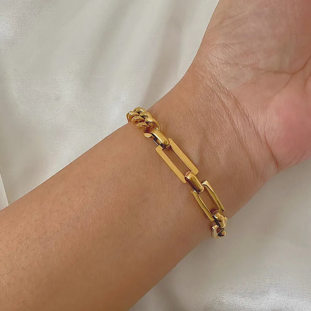 Evara Mixed Link Chain Bracelet | Waterproof 18k Gold