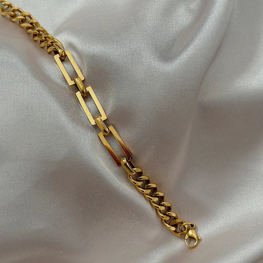 Evara Mixed Link Chain Bracelet | Waterproof 18k Gold