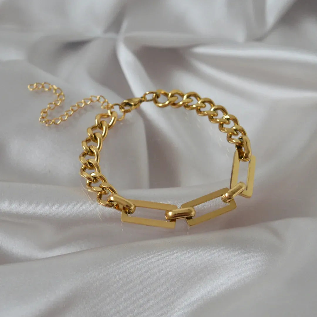 Evara Mixed Link Chain Bracelet | Waterproof 18k Gold
